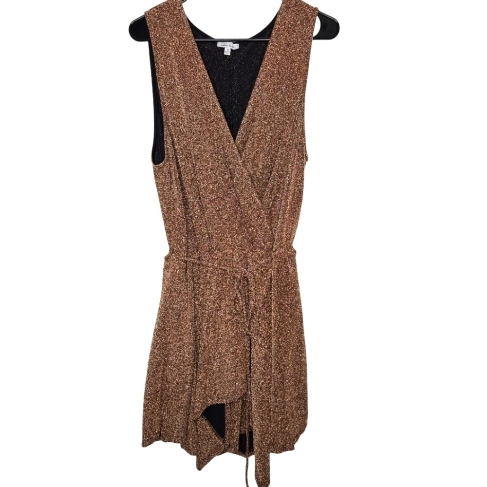 White Birch Womens Sleeveless Gold Sparkle Bling Festival Concert Romper 1XL